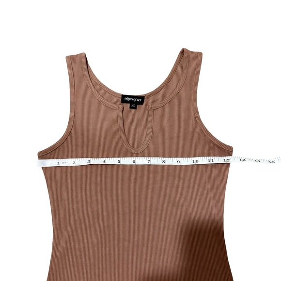 Womens Ribbed Notch Neck Bodycon Maxi Dress Brown XSmall - Picture 7 of 9